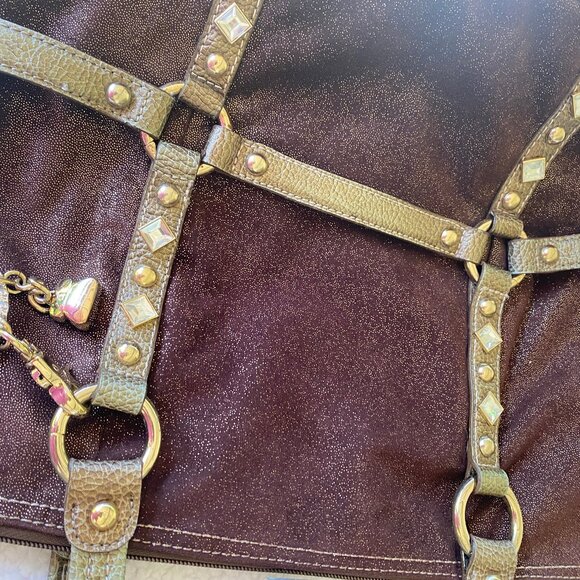 Kathy Van Zeeland Brown Bronze Embellished Large Shoulder Tote - Picture 3 of 16